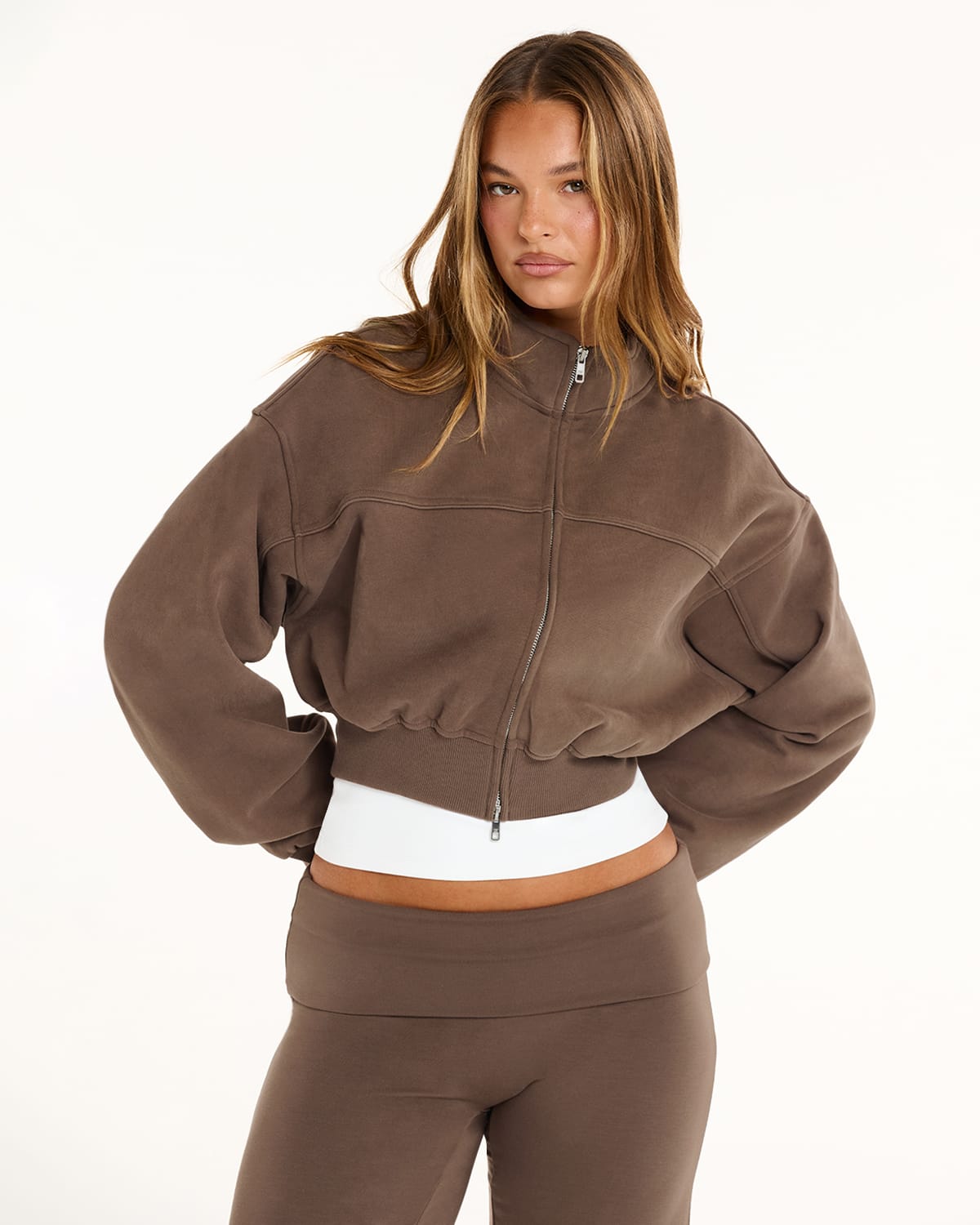 Cropped Sweat Jacket | Cocoa