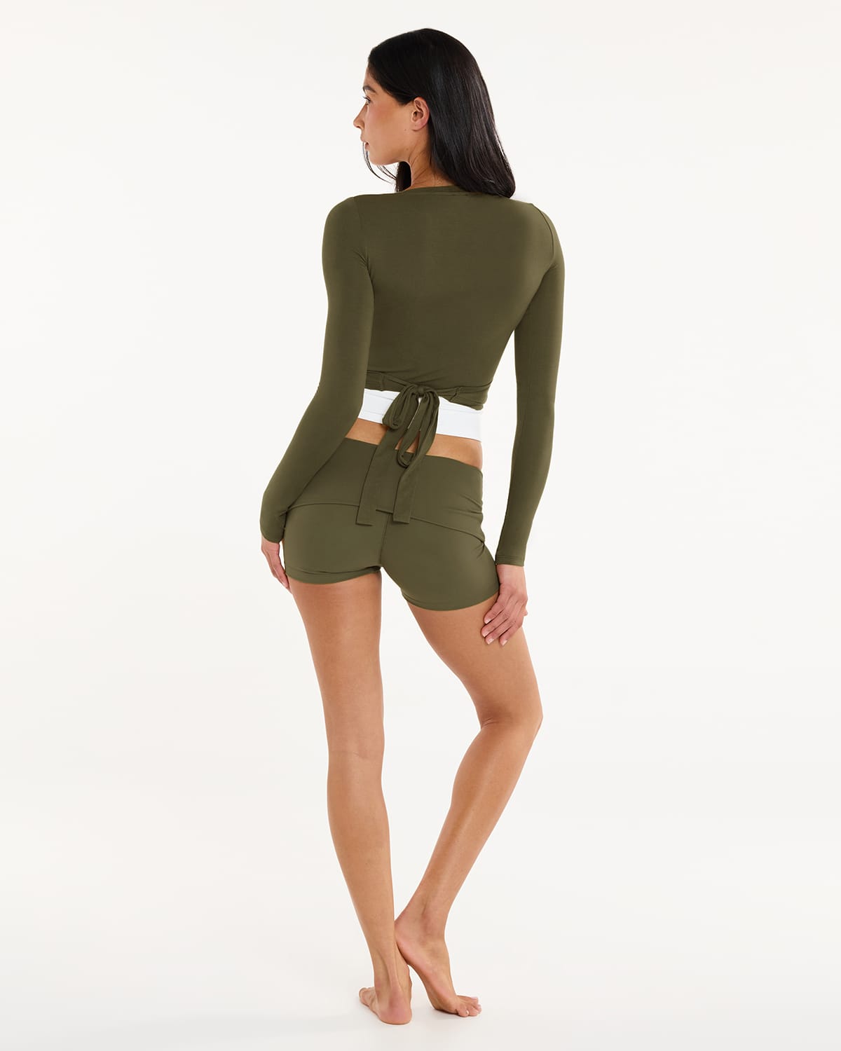 Form Invisible Scrunch Fold Over Shorts 3" | Deep Green