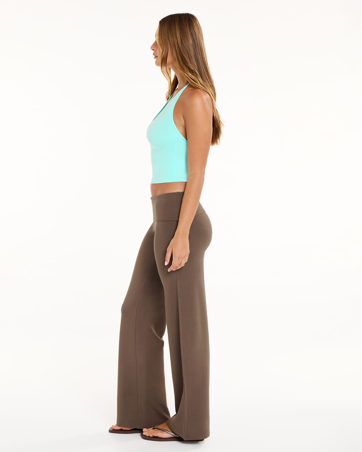Foldover Jersey Straight Leg Pants | Cocoa