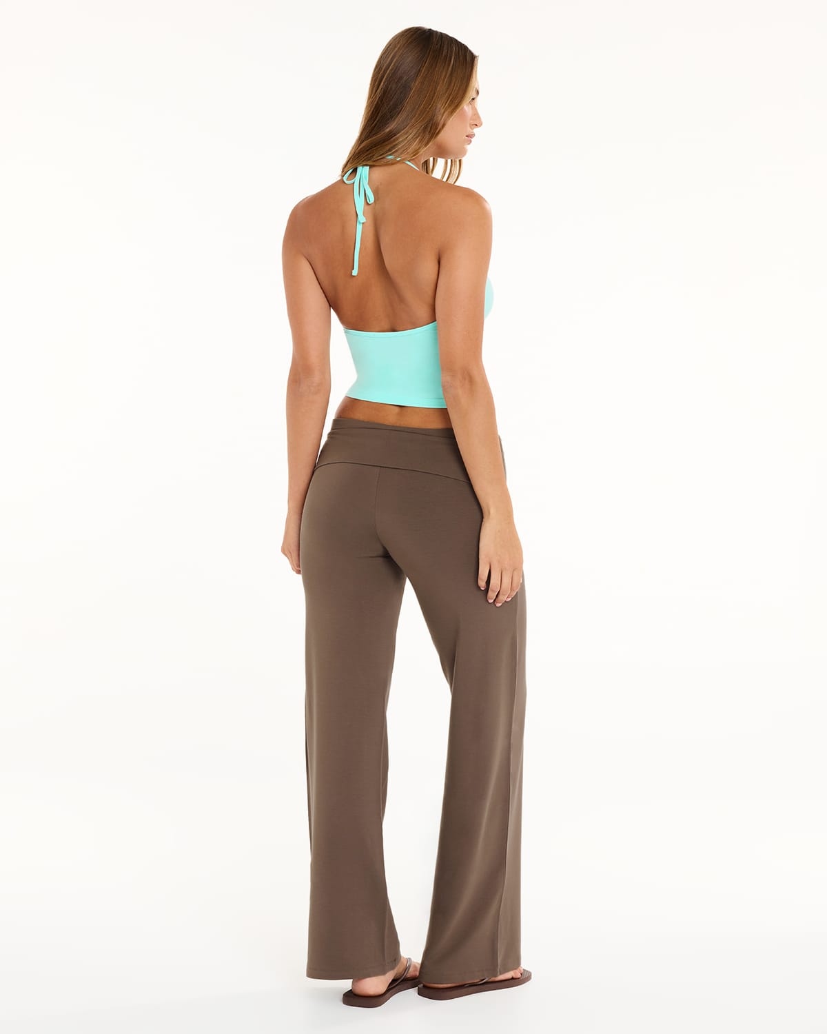 Foldover Jersey Straight Leg Pants | Cocoa
