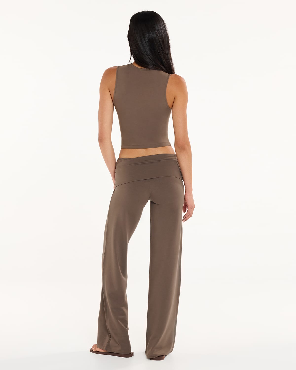 Foldover Jersey Straight Leg Pants | Cocoa