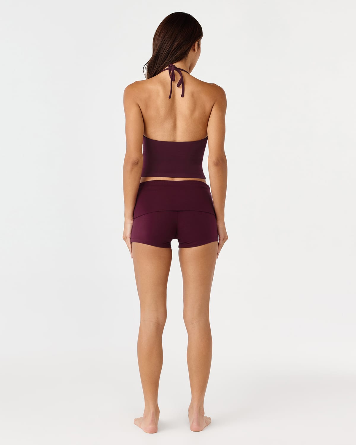 Foldover Yoga Shorts | Deep Berry