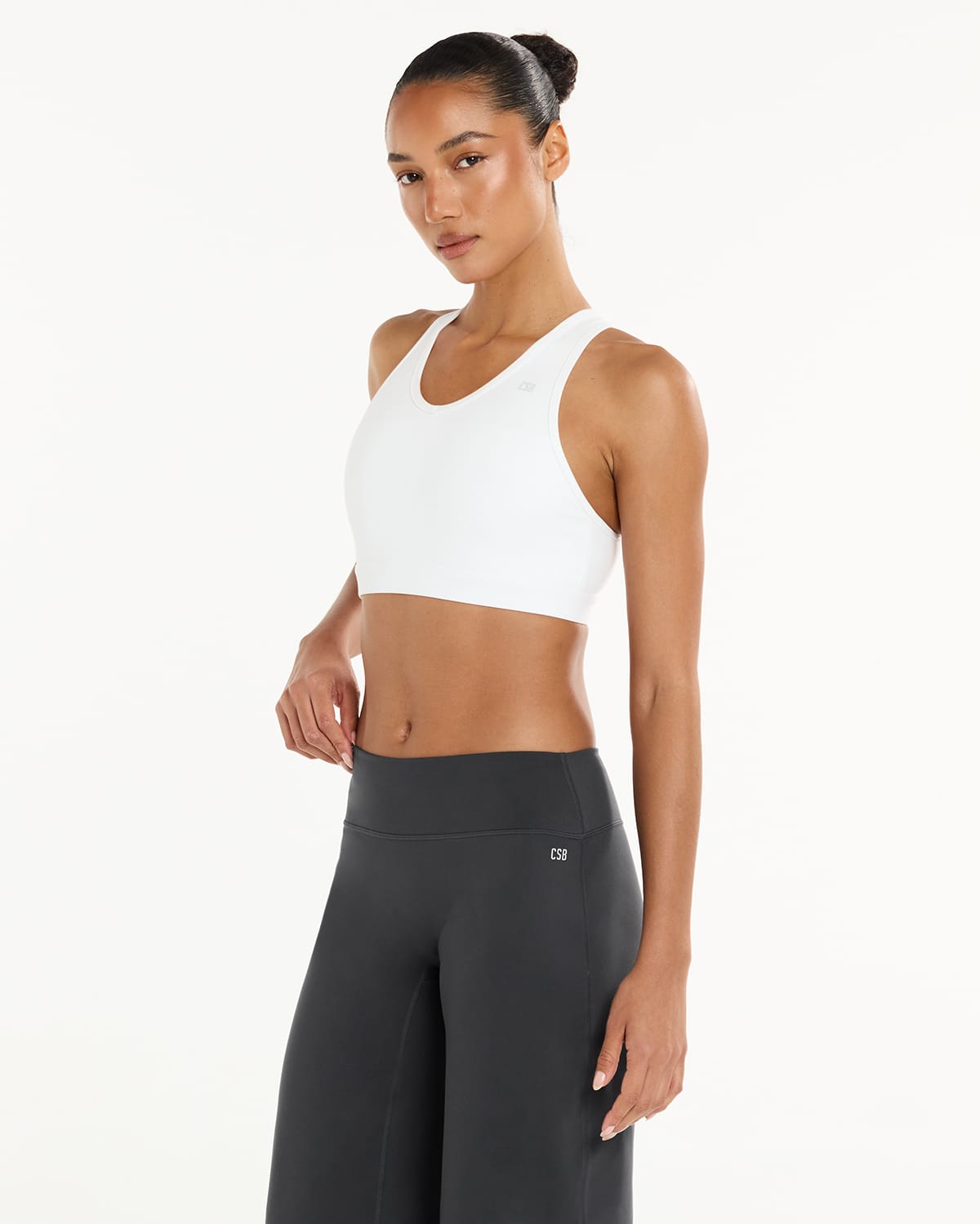 Serenity Soft High V-Neck Crop | White