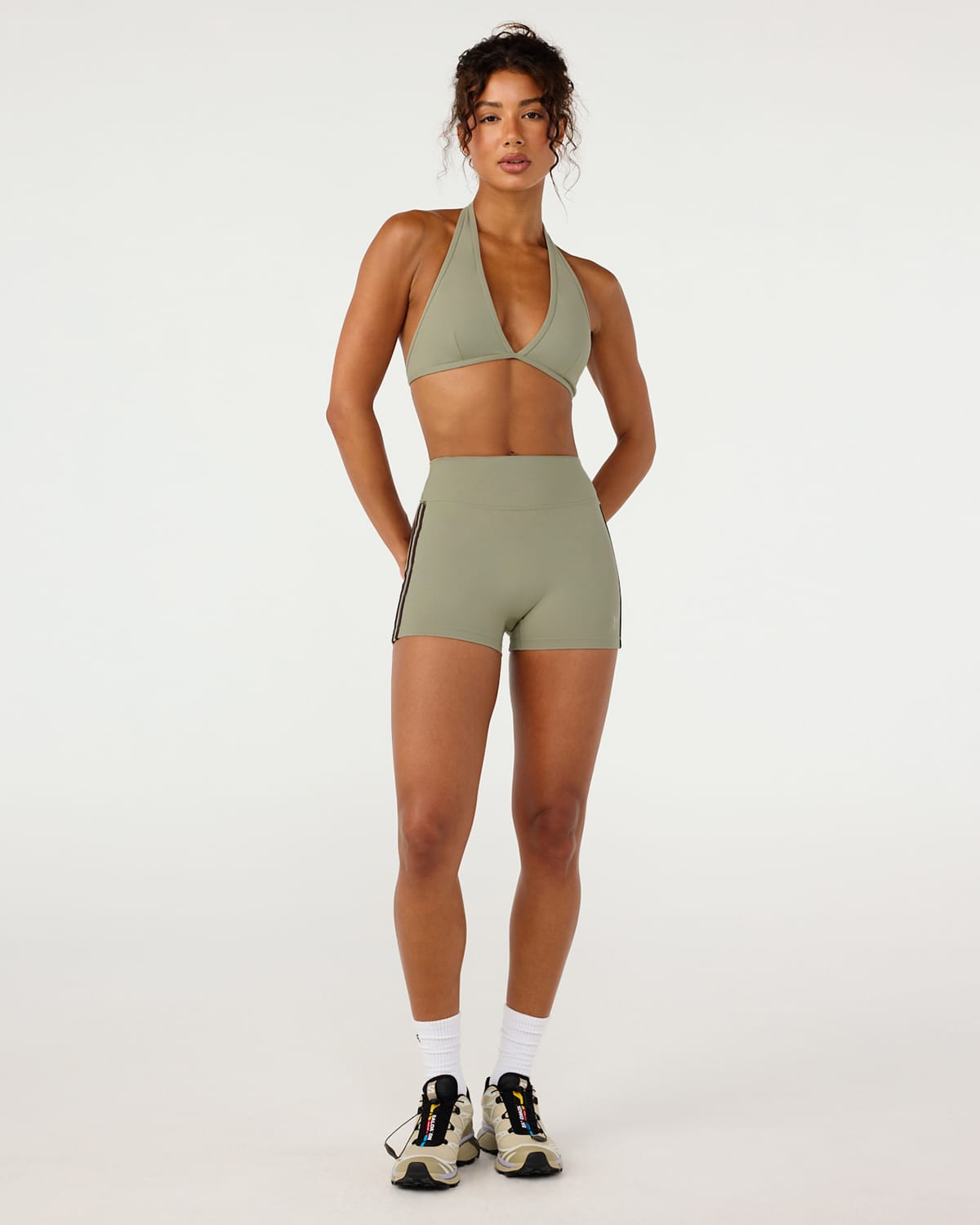 Form Invisible Scrunch Stripe Shorts 3" | Moss Green