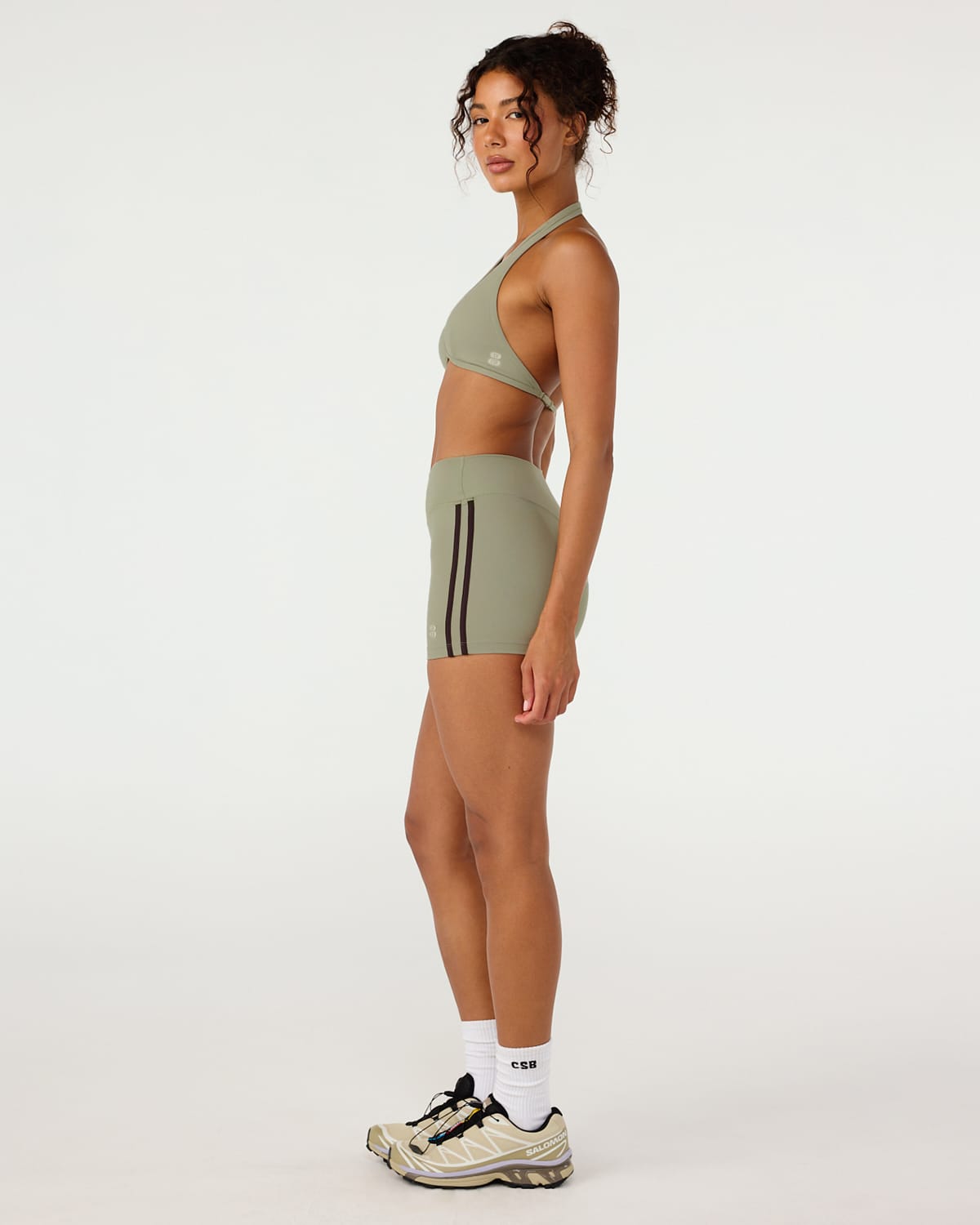 Form Invisible Scrunch Stripe Shorts 3" | Moss Green