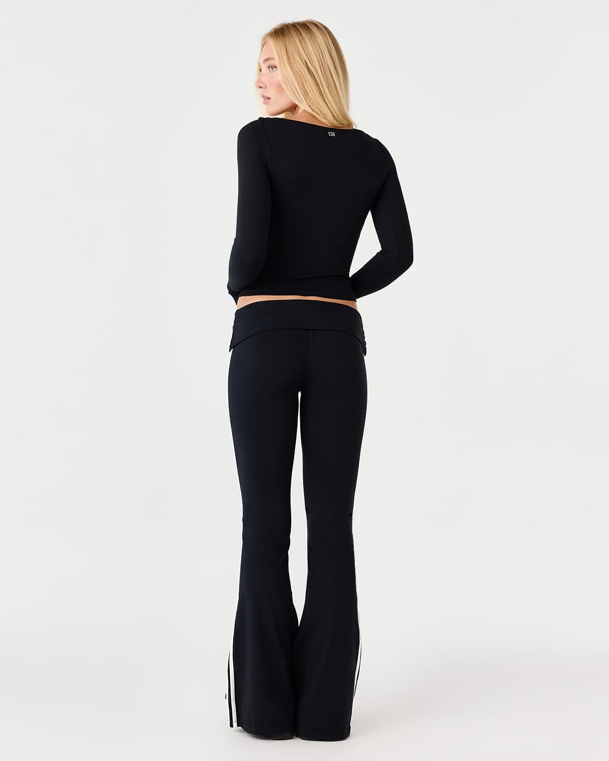 Form Invisible Scrunch Fold Over Stripe Flare Leggings | Black