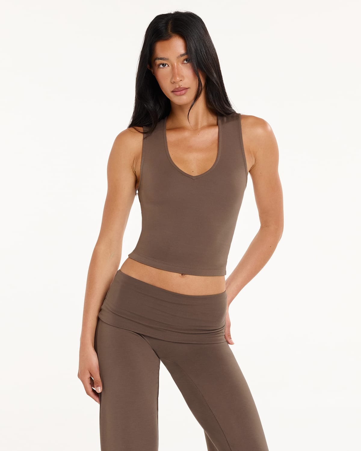 Jersey V Neck Tank | Cocoa