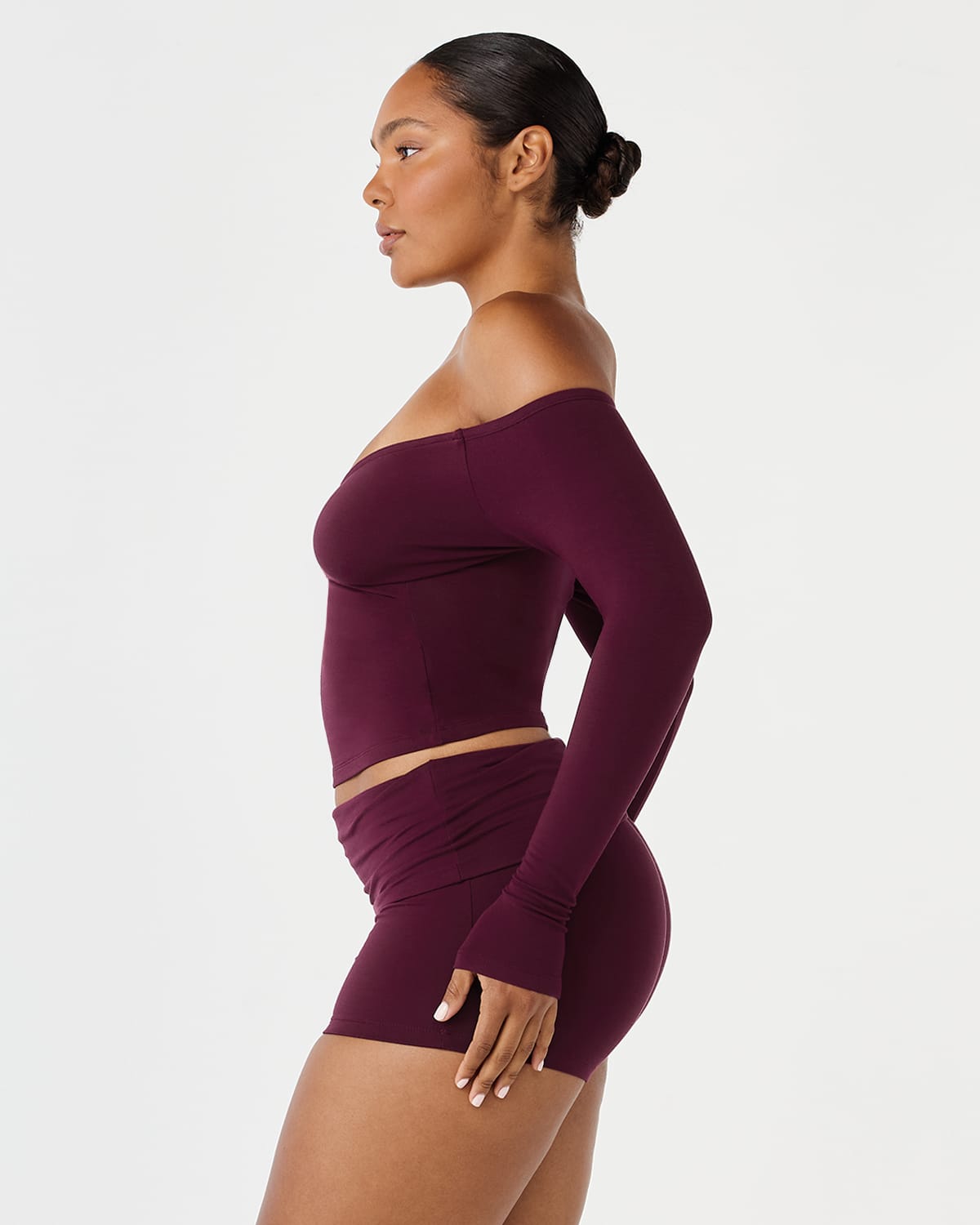 Off Shoulder Wrap Top | Deep Berry