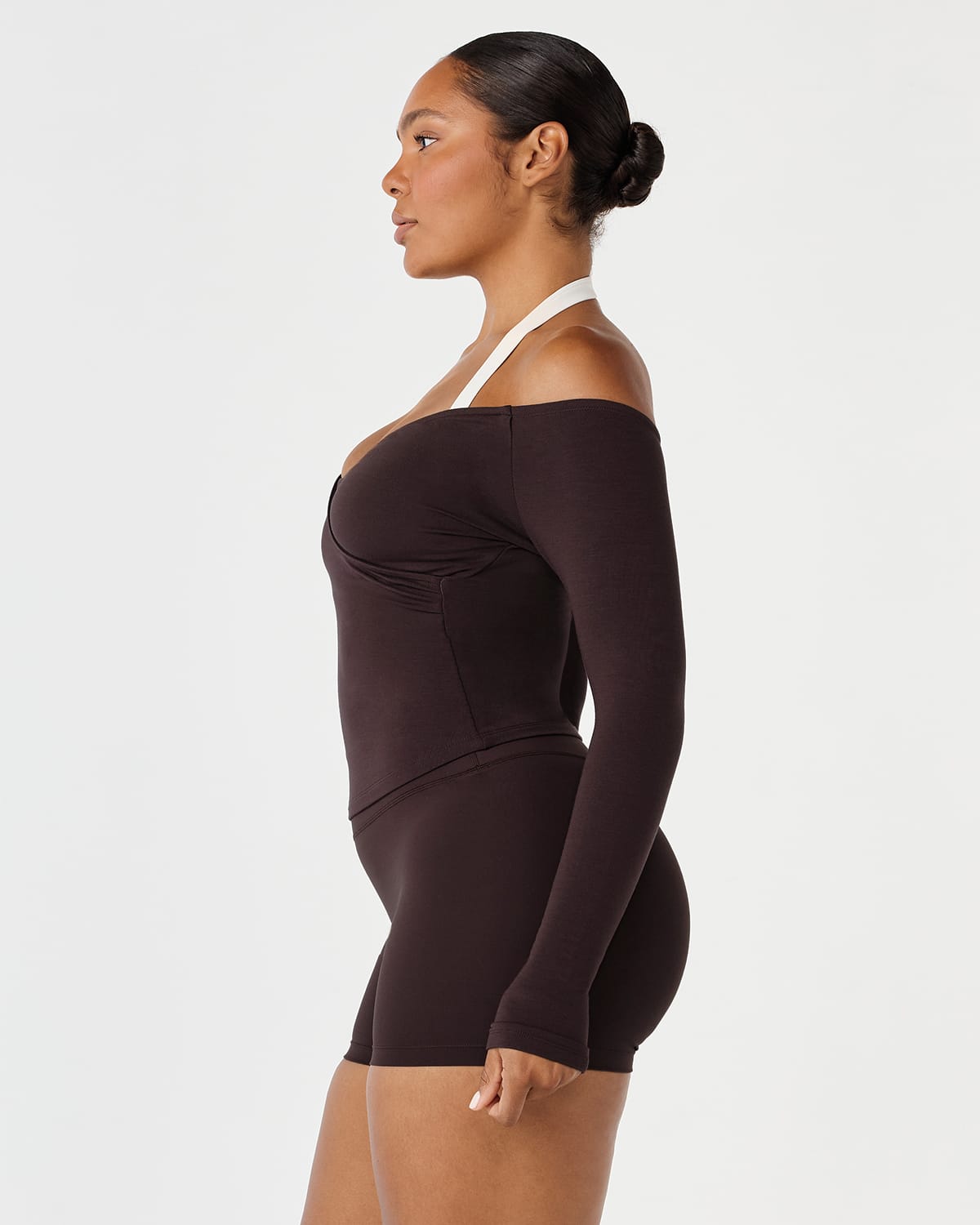 Off Shoulder Wrap Top | Espresso