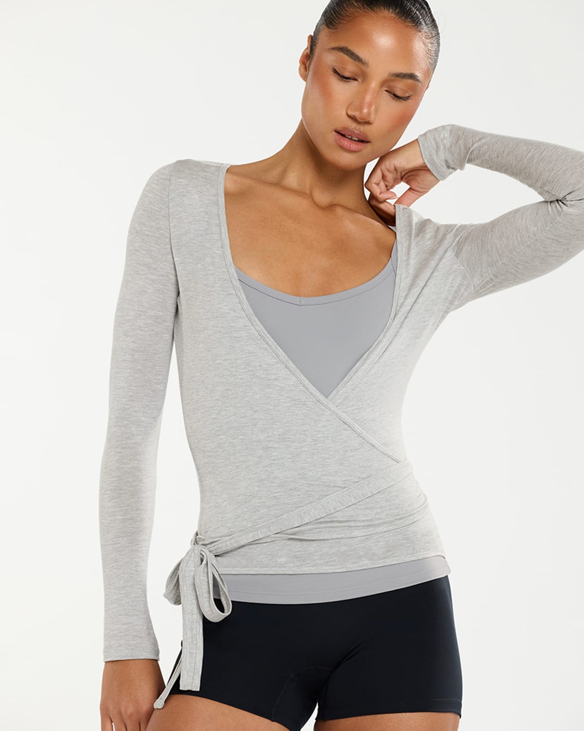 Sheer Jersey Longline Ballet Wrap | Grey Marle
