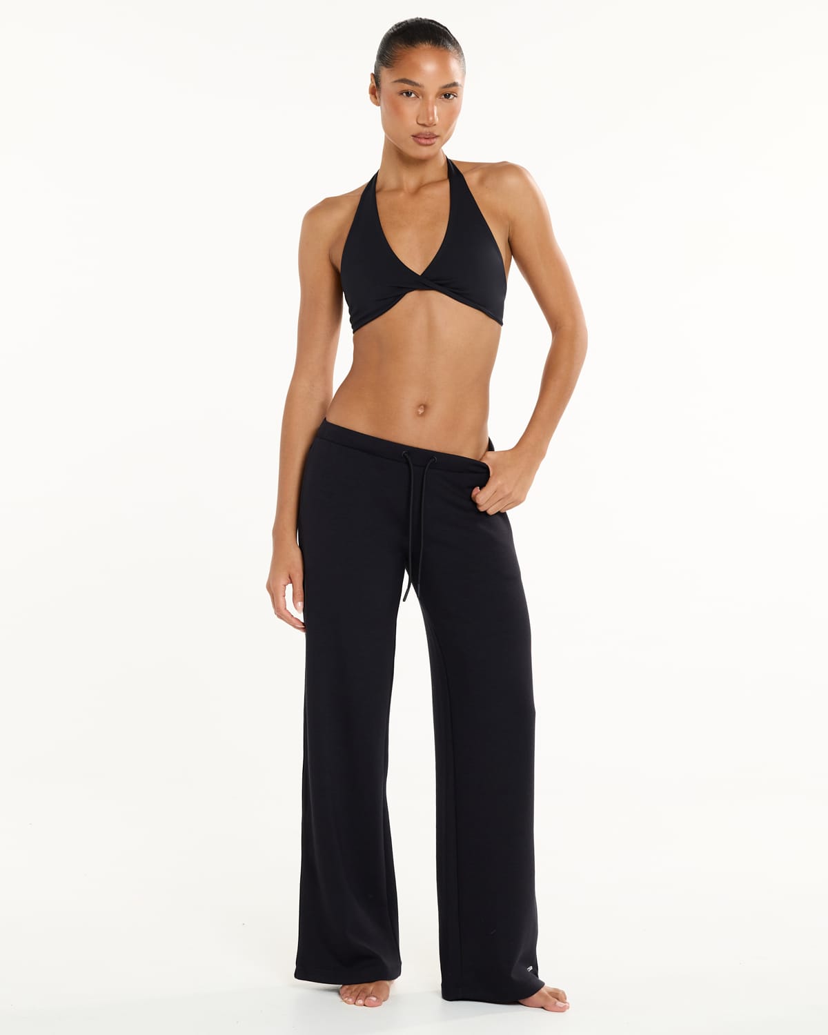 Sporty Straight Leg Pants | Black
