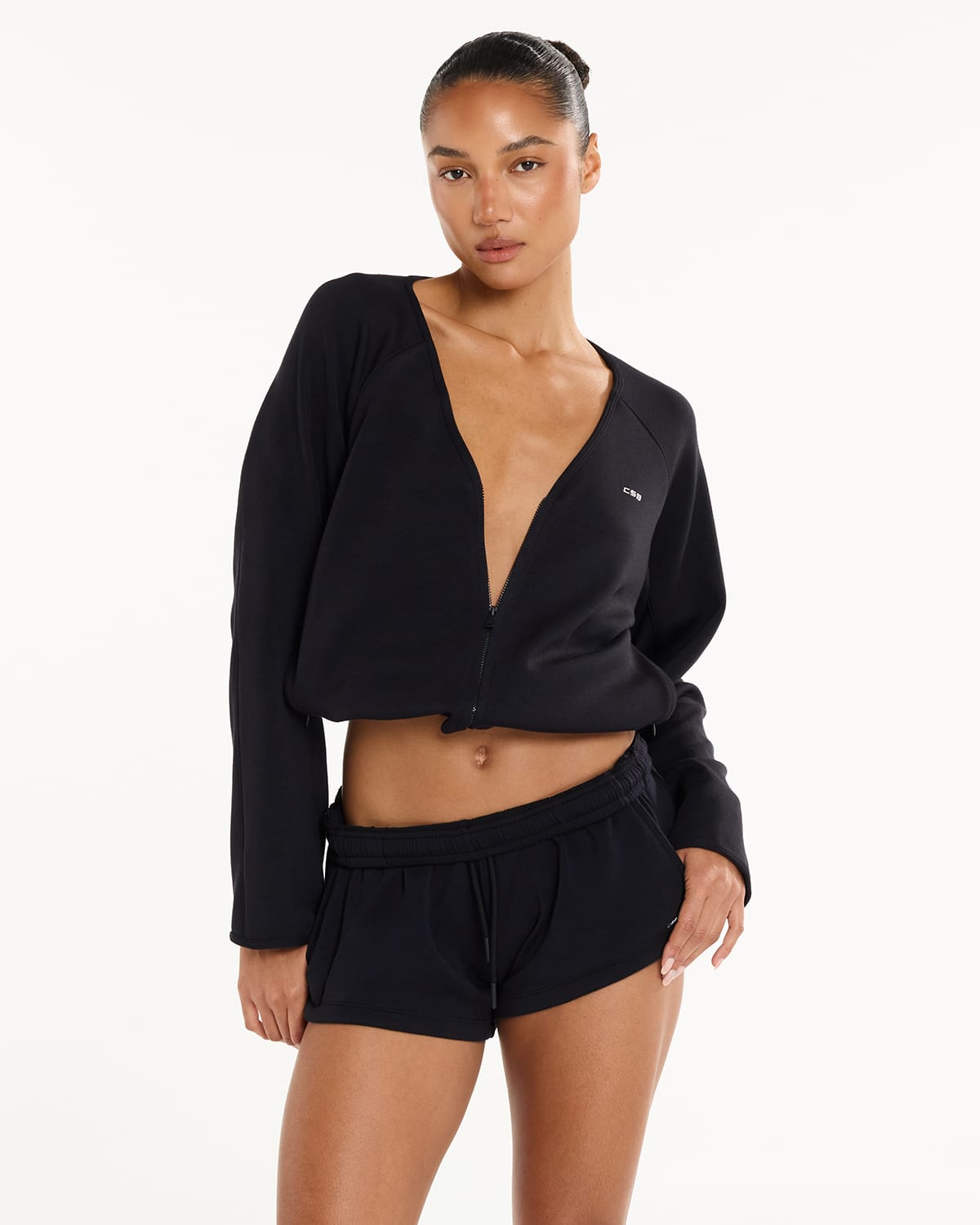 Sporty V-Neck Jacket | Black