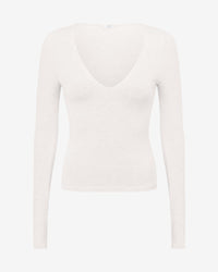 V Neck Long Sleeve Top | Oat Marl