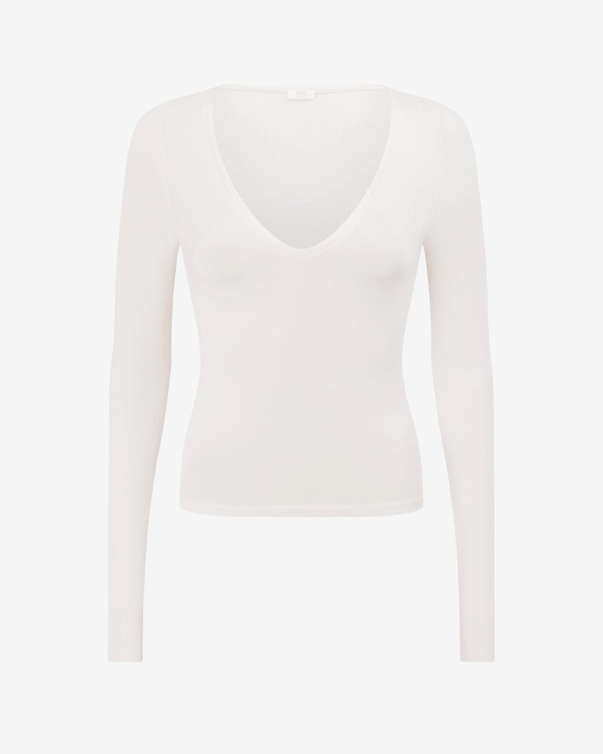 V Neck Long Sleeve Top | Vanilla